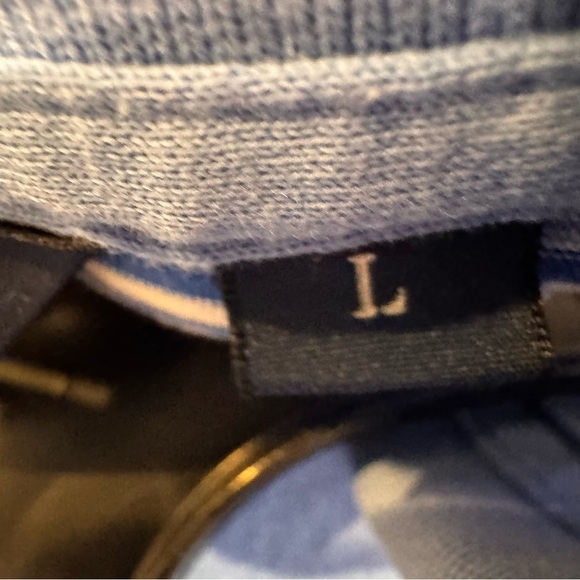 RALPH LAUREN POLO GOLF Mens Polo Shirt Blue, White, gray Stripe Sz L - Picture 5 of 10